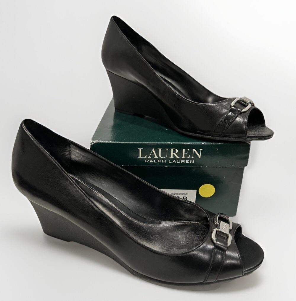 Lauren Ralph Lauren Paula Leather Wedges Pumps Worn Once Size 10